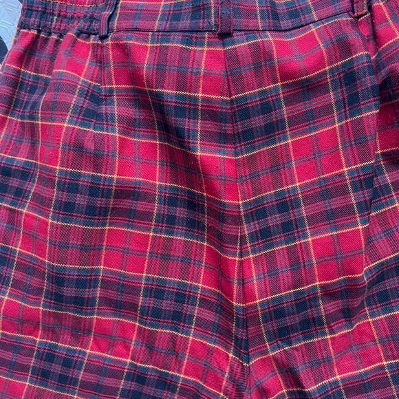 Vintage Counterparts Plaid High Rise Bermuda Shorts Red Tartan 14 Made in Canada - Picture 5 of 7